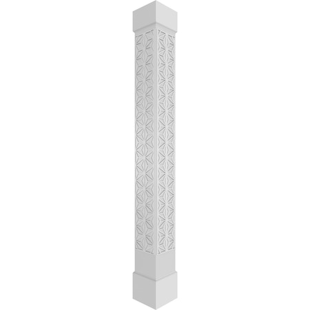 Ekena Millwork Craftsman Classic Square Non-Tapered Hampton Fretwork Column w/ Standard Capital & Standard Base CC1210ENHMPCSCS